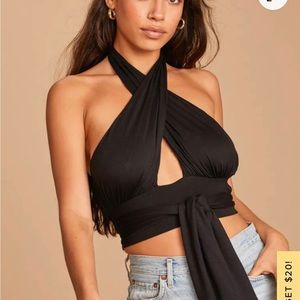 Lulus Crop Top, Black, NWT, size Medium